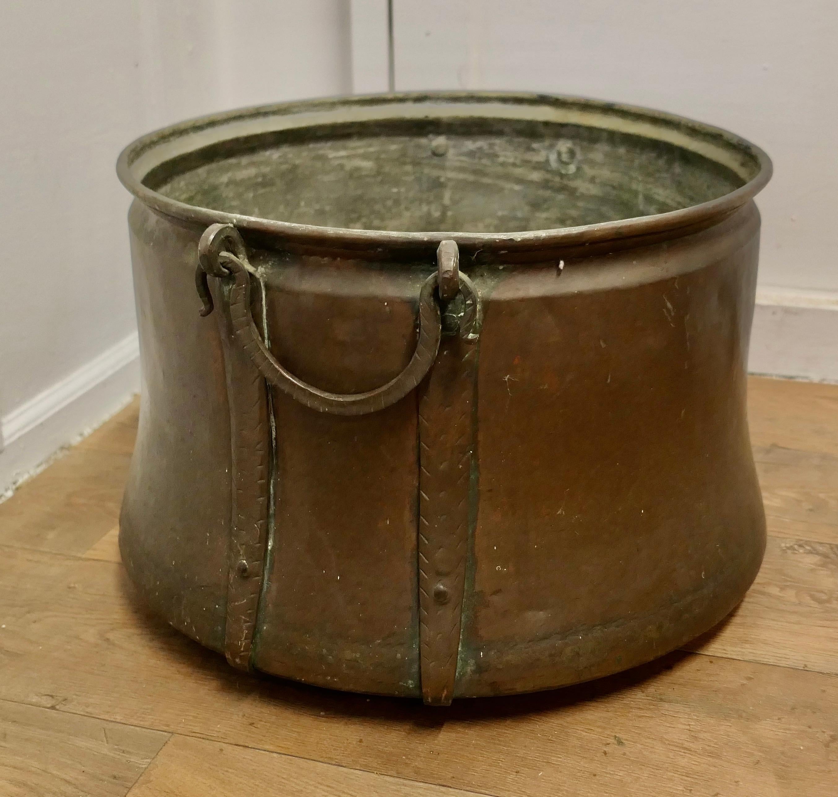 19th Century Large Georgian Copper Cauldron or Log Bin     For Sale