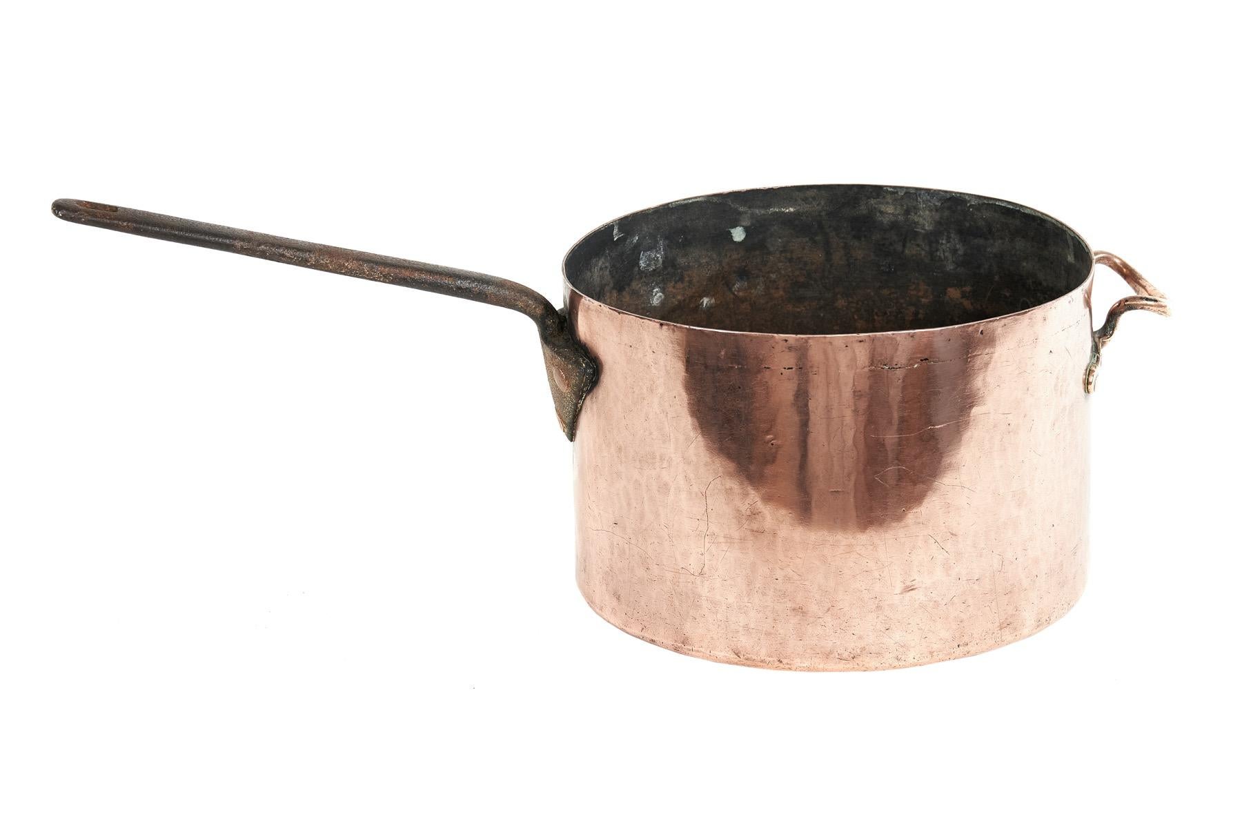 George III Large Georgian Copper Saucepan with Lid For Sale