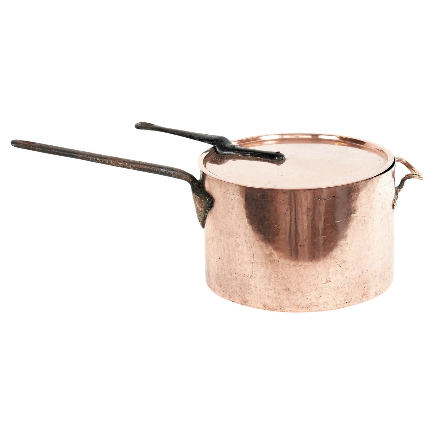 Large Georgian Copper Saucepan with Lid