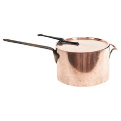 Used Large Georgian Copper Saucepan with Lid