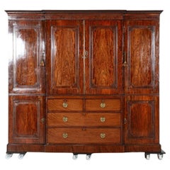Large Georgian English Mahogany Linen Cupboard