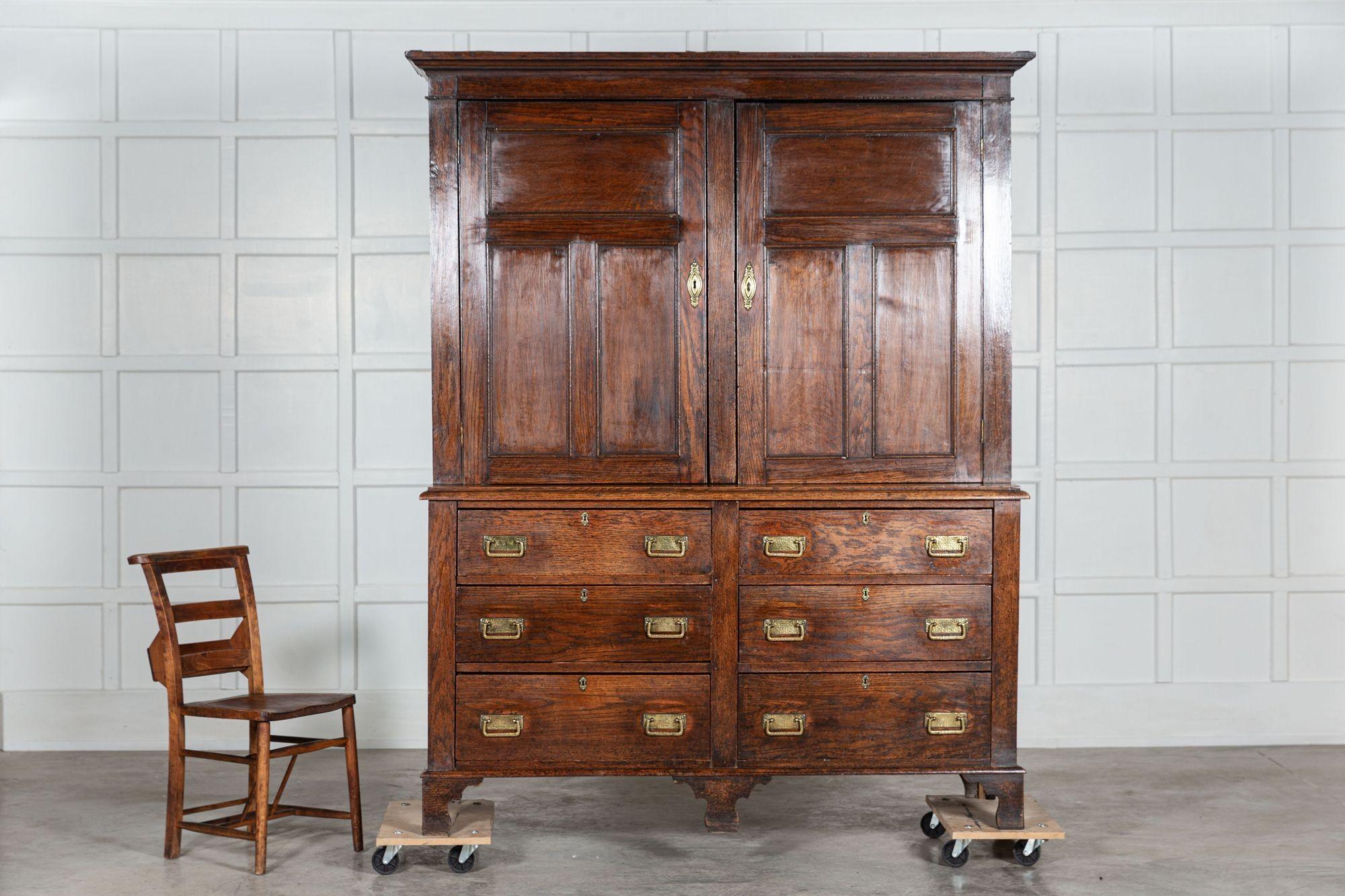19th Century Large Georgian English Oak Housekeepers Cupboard For Sale
