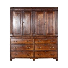 Large Georgian English Oak Housekeepers Cupboard Antique Large Georgian English Oak Housekeepers Cupboard