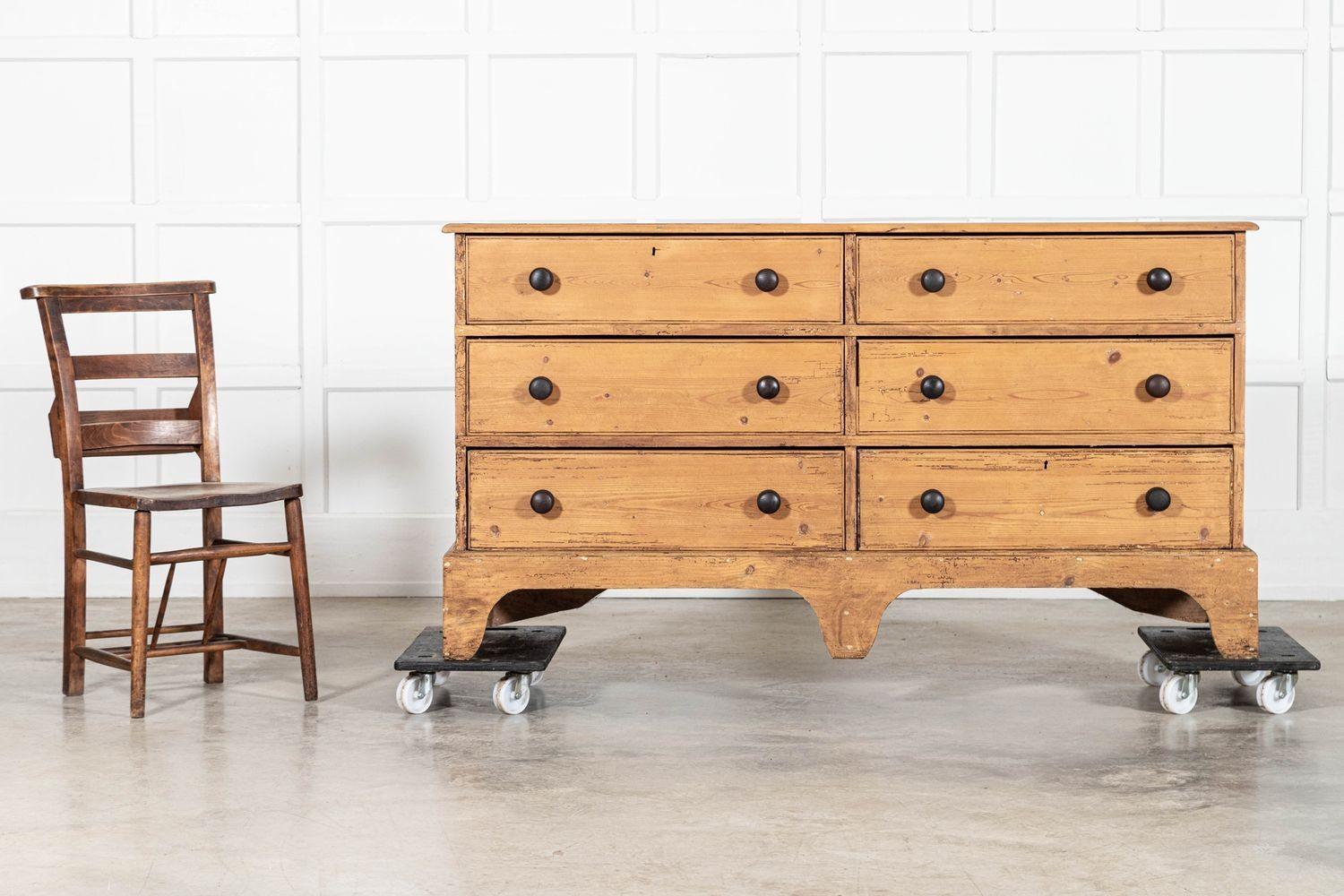 Large Georgian English Pine Bank Drawers / Counter 2