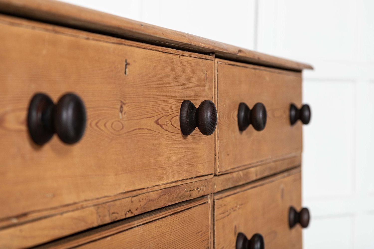 Large Georgian English Pine Bank Drawers / Counter 5