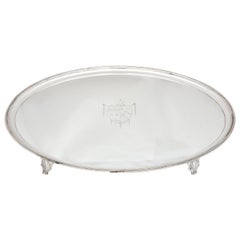 Large Georgian 'George III' Sheffield Plated Footed Tray with Coat of Arms