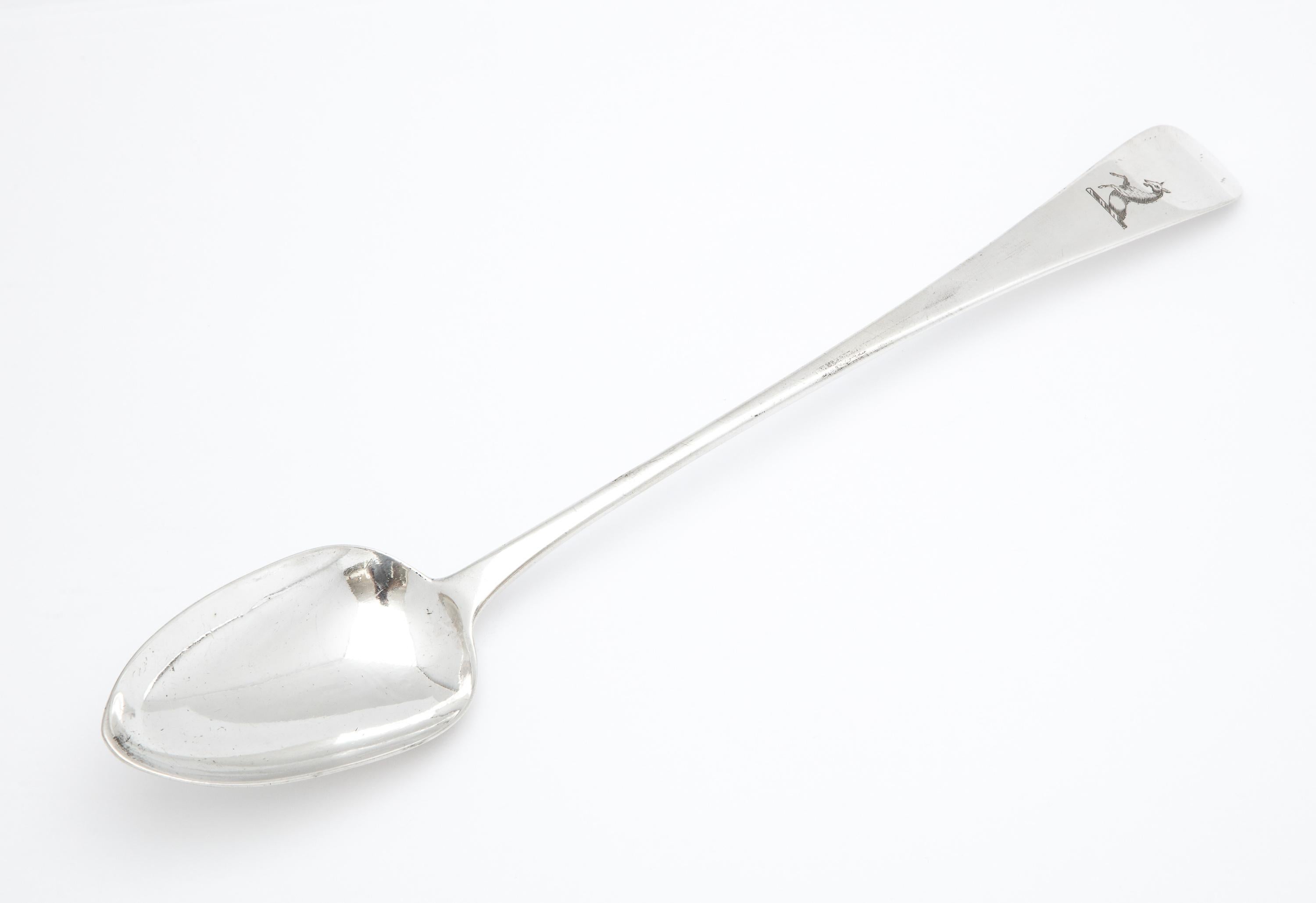 Large Georgian, 'George III' Sterling Silver Stuffing Spoon In Good Condition For Sale In New York, NY