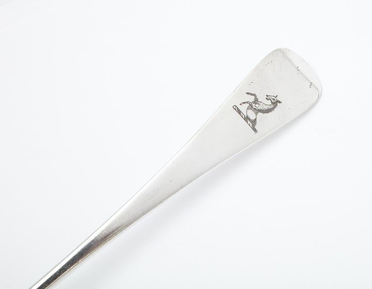 Early 19th Century Large Georgian, 'George III' Sterling Silver Stuffing Spoon For Sale