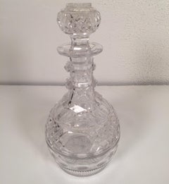 Large Georgian Handcut Glass Whiskey Decanter Rare