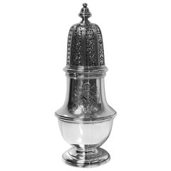 Large Georgian John Chartier Silver Muffineer Sugar Caster, London, 1729