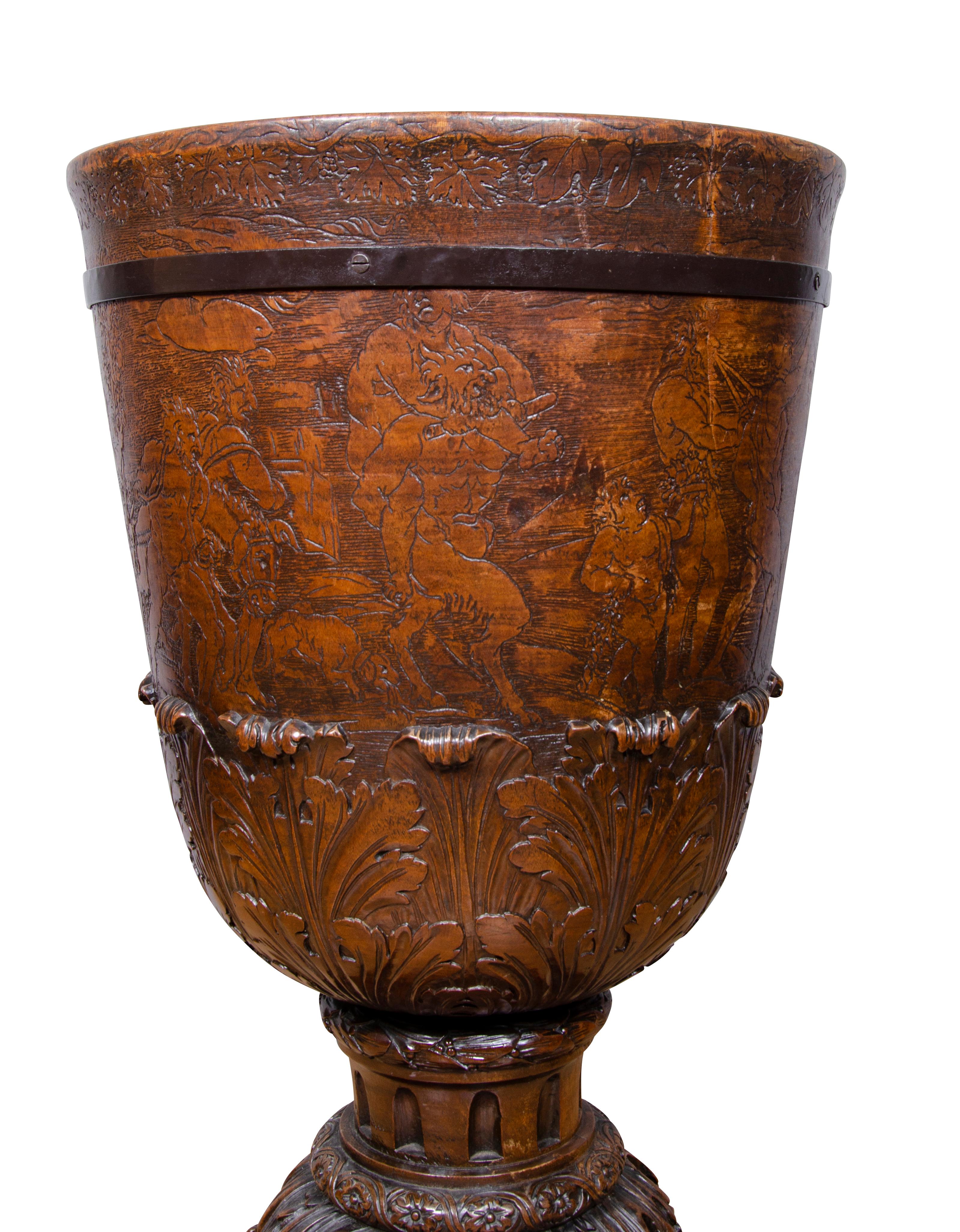 English Large Georgian Mahogany Footed Urn For Sale