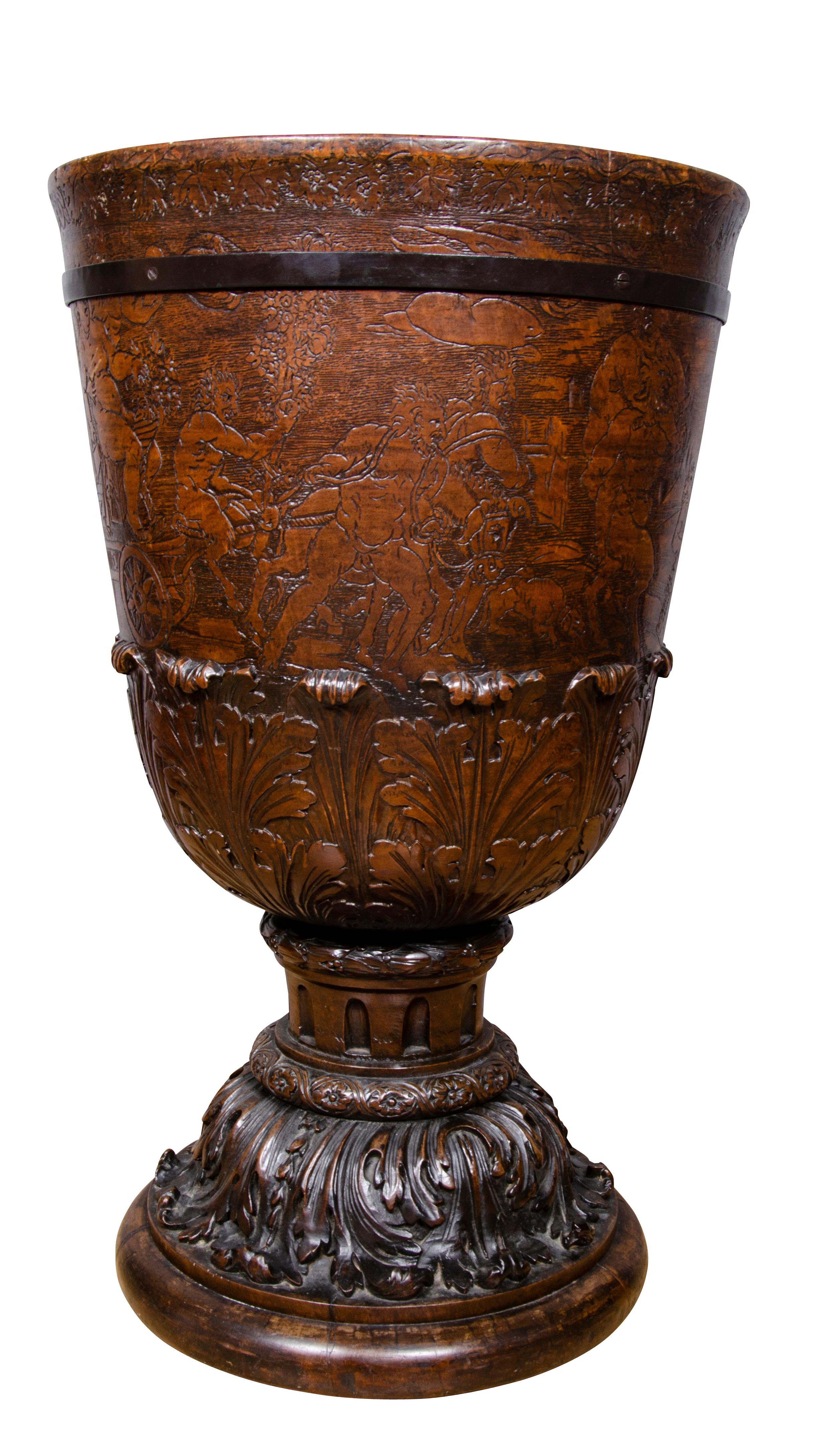 Large Georgian Mahogany Footed Urn For Sale 4