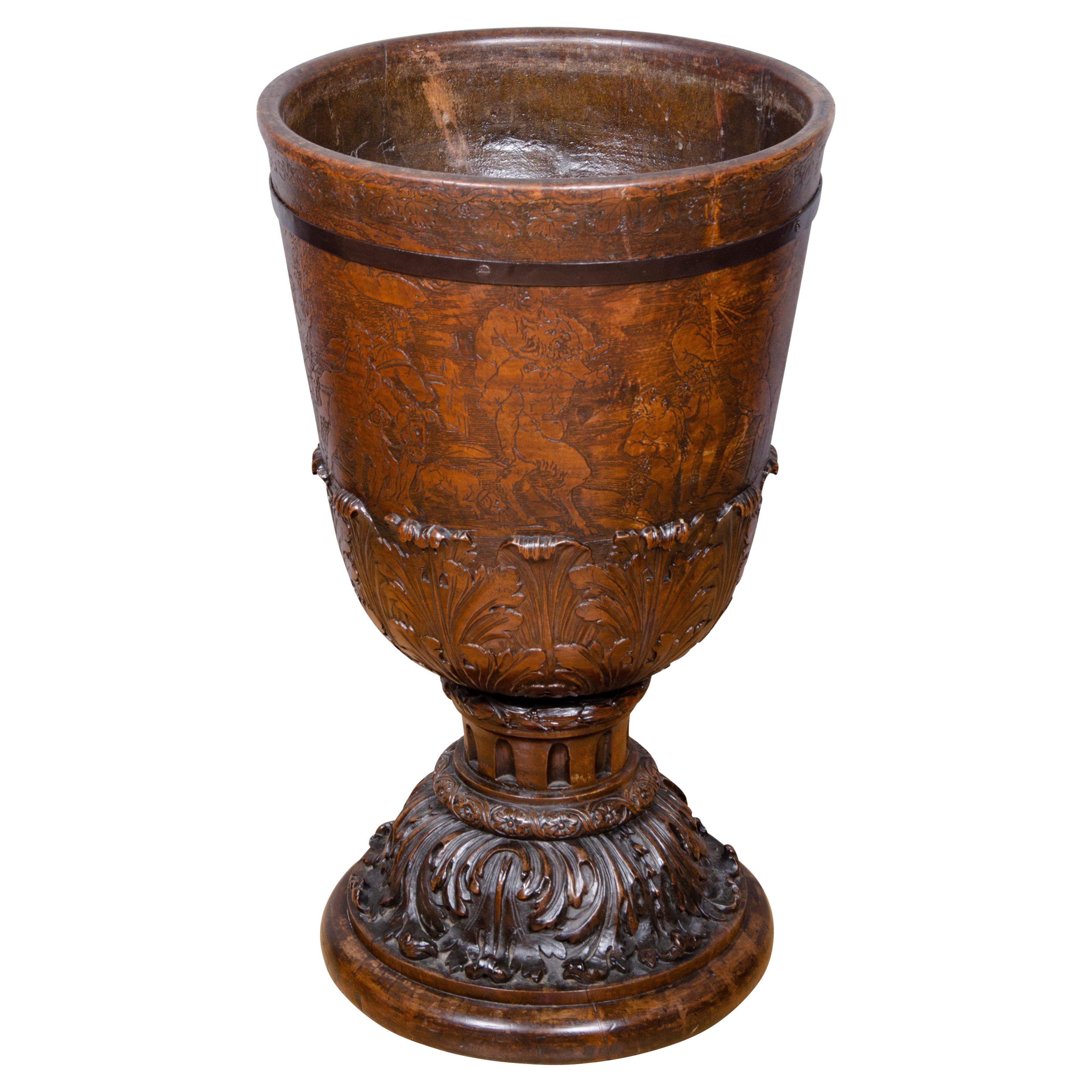 Large Georgian Mahogany Footed Urn
