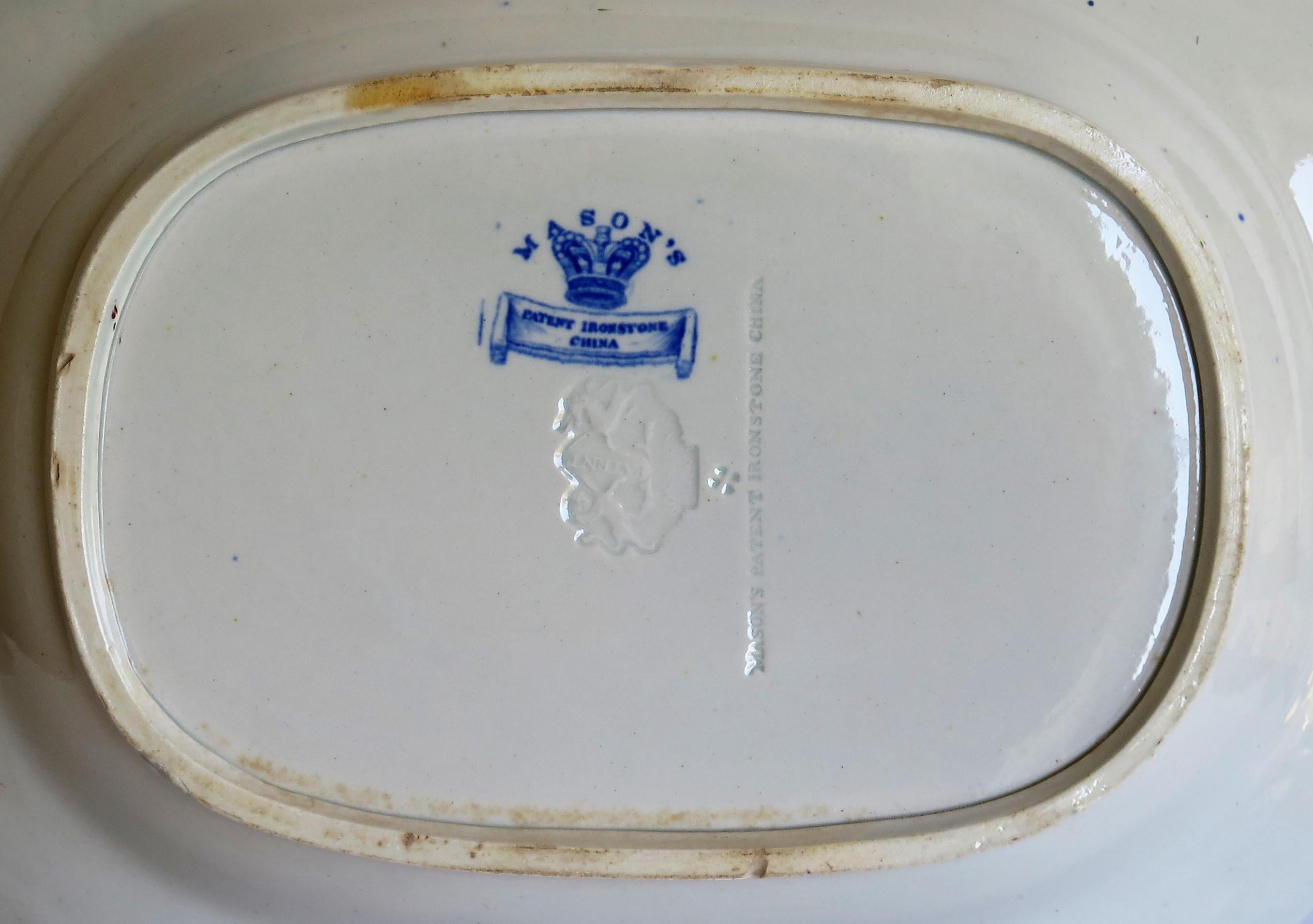 Large Georgian Mason's Ironstone Serving Dish Bamboo & Basket Pattern circa 1815 6