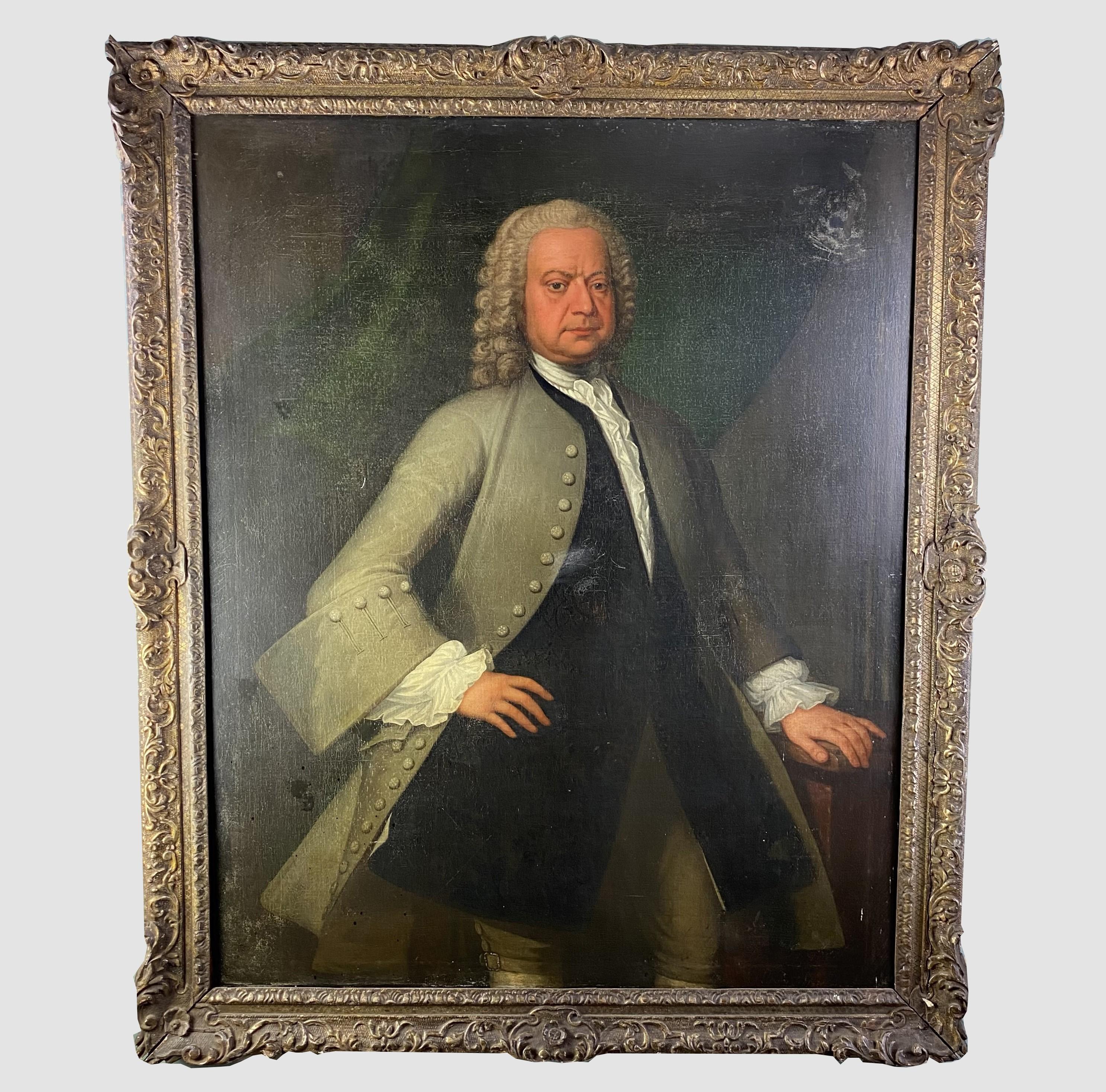 English Large Georgian oil on canvas Portrait of a Gentleman For Sale