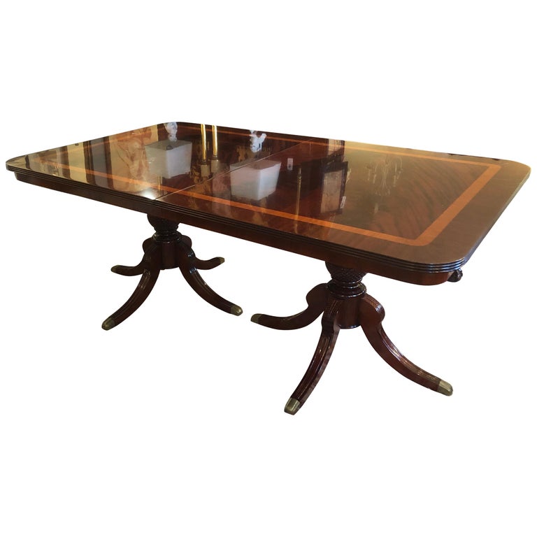 Large Style Double Pedestal Elegant Dining Table at 1stDibs
