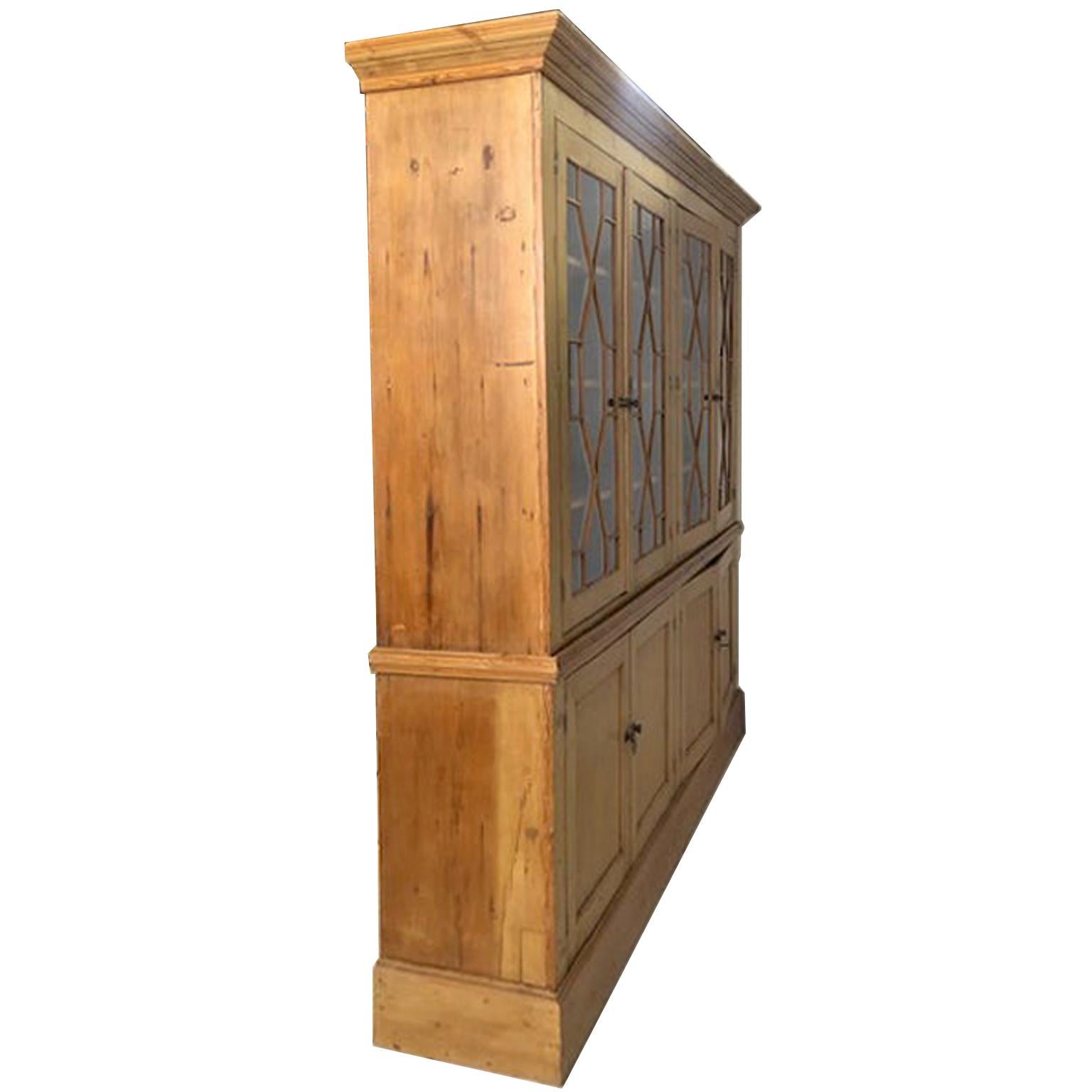 Large Georgian Style English Pine Bookcase/Display Cabinet, c. 1890 and later 5