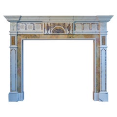 Large Georgian Style Fireplace Mantel in Statuary and Blue John Marble