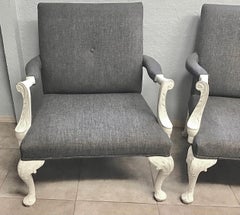 Large Georgian Style Library Armchairs a Pair