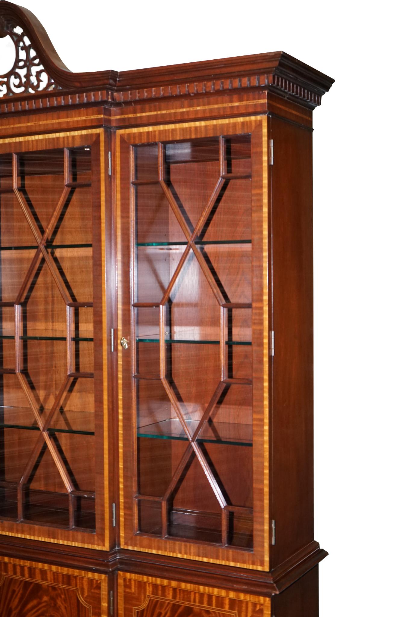 Large Georgian Style Mahogany Breakfront Bookcase Councill Furniture For Sale 4