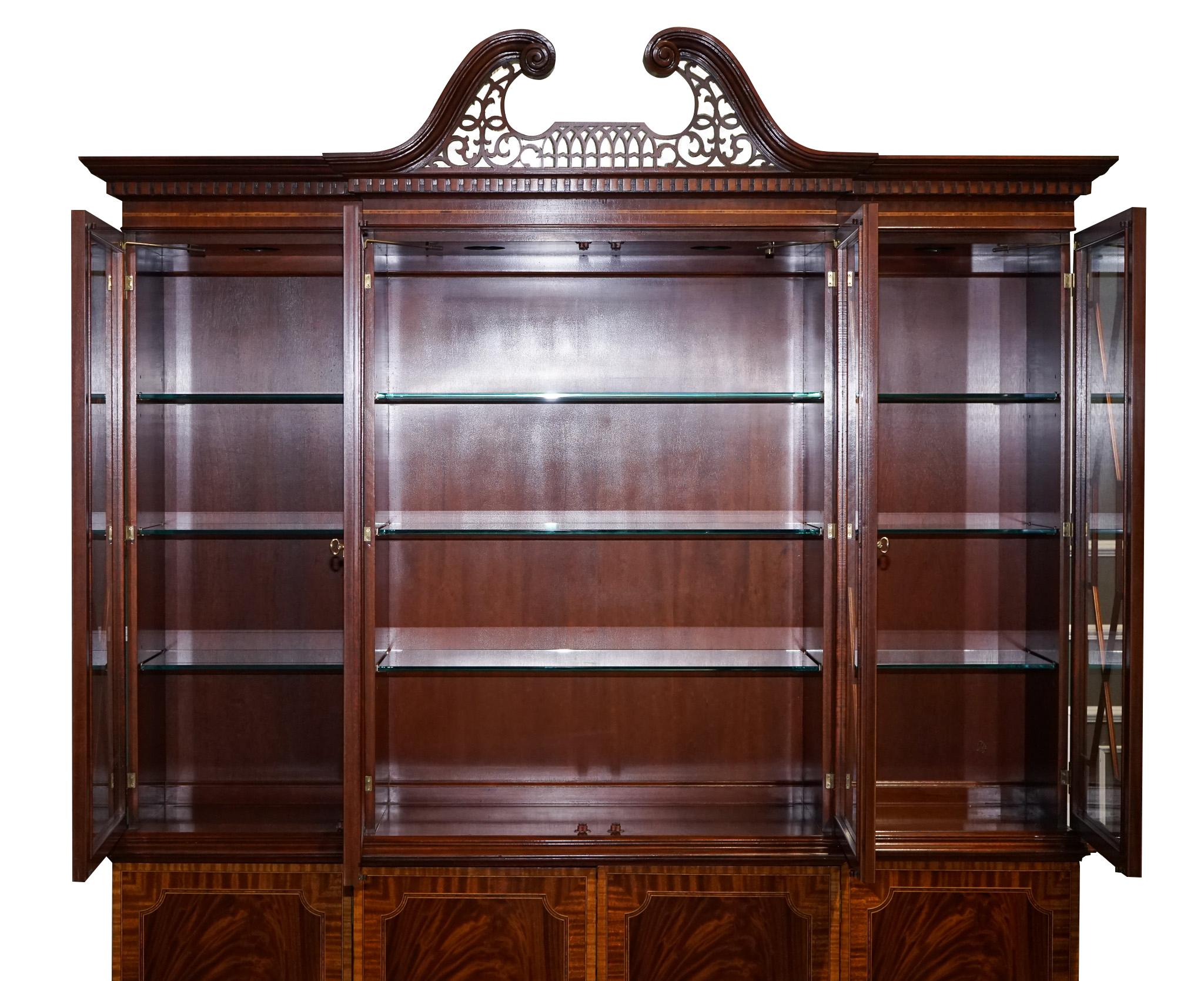 Large Georgian Style Mahogany Breakfront Bookcase Councill Furniture For Sale 6