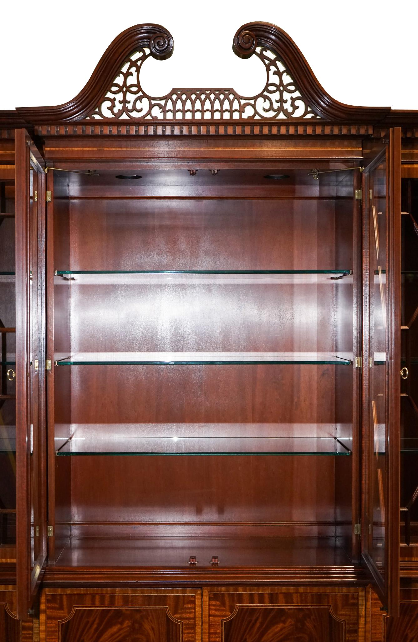 Large Georgian Style Mahogany Breakfront Bookcase Councill Furniture For Sale 8
