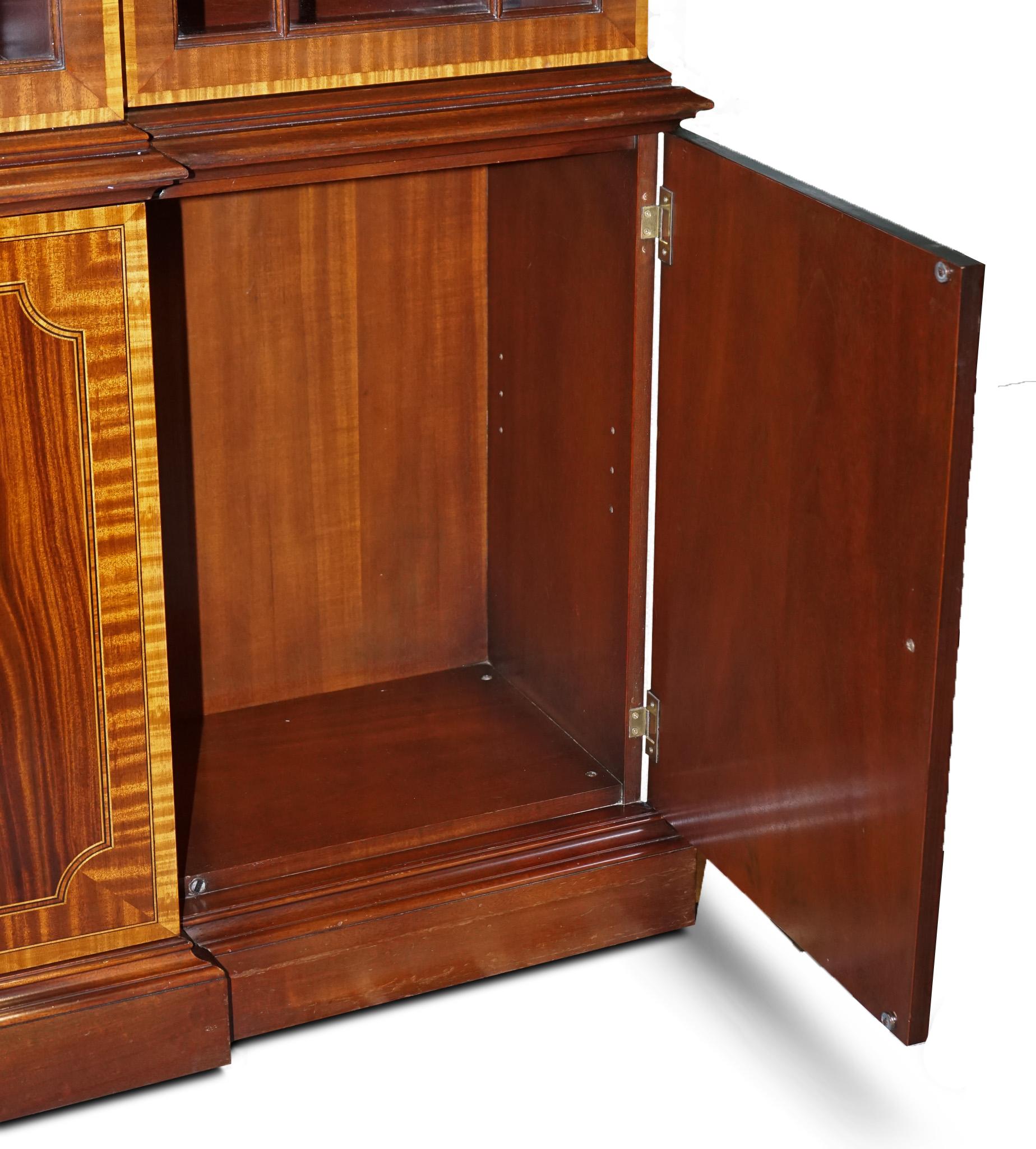 Large Georgian Style Mahogany Breakfront Bookcase Councill Furniture For Sale 1