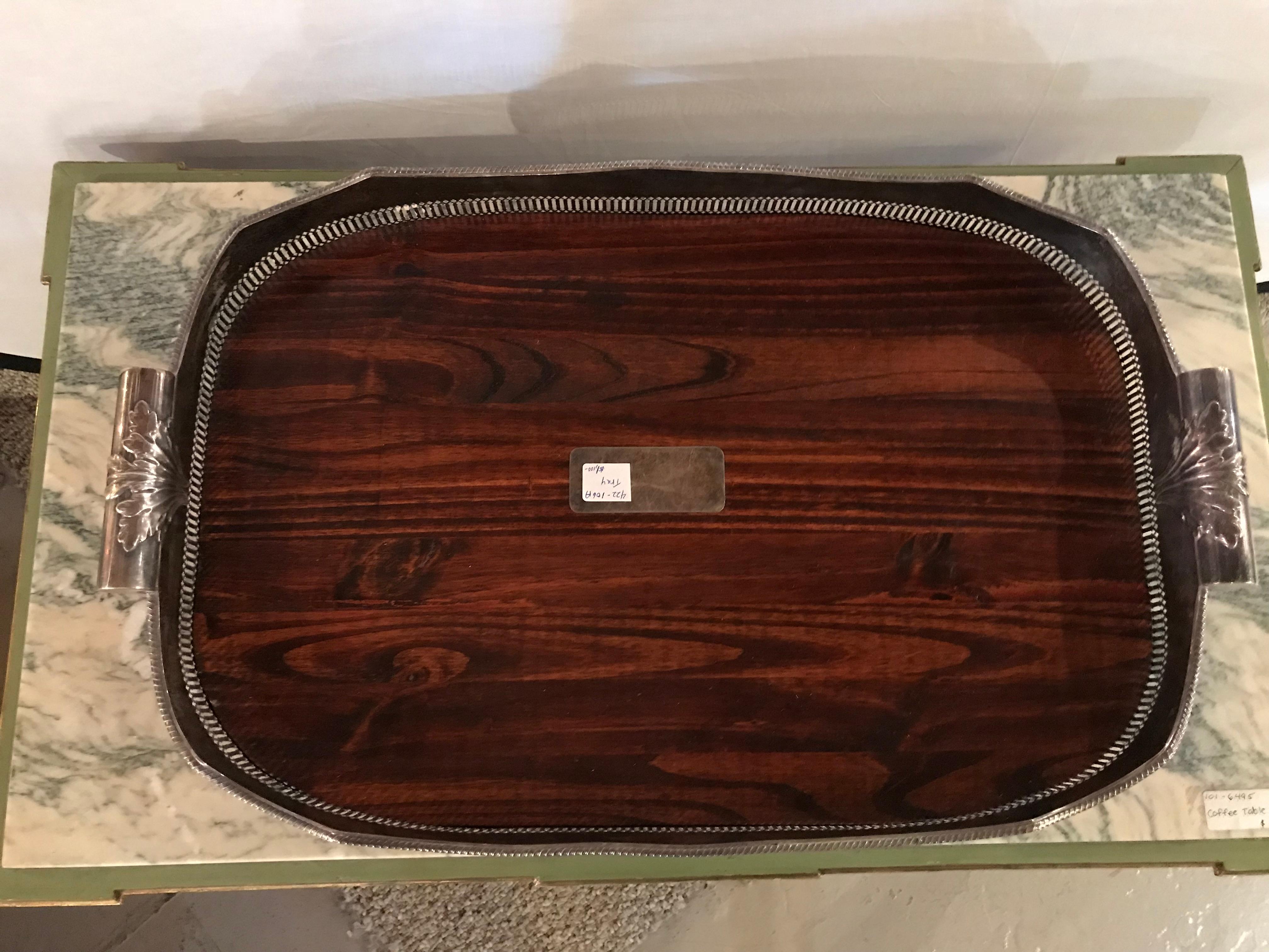 Large Georgian Style Silver Plate Rosewood Serving Tray, 19th-20th Century 4