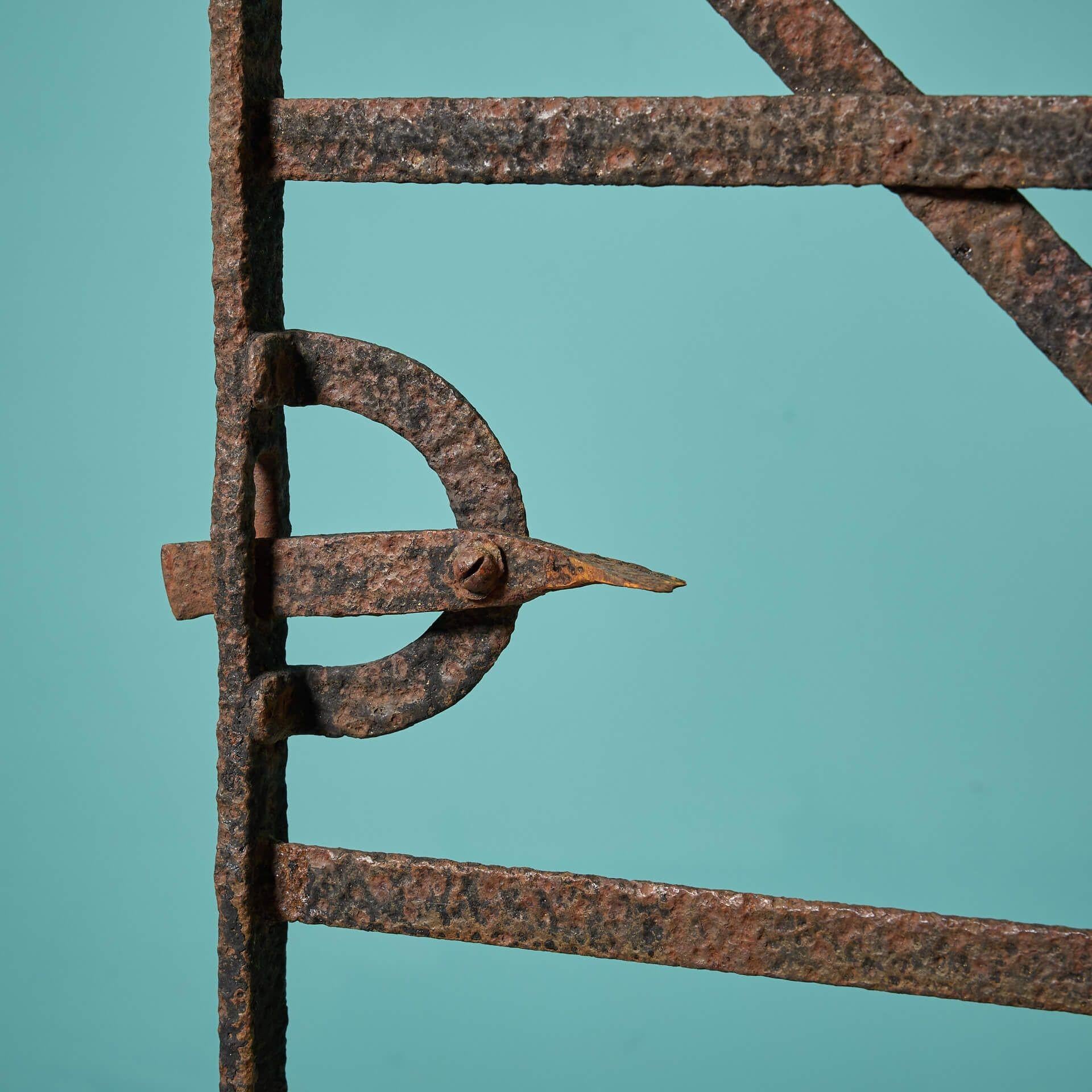 English Large Georgian Wrought Iron Strapwork Garden Gate For Sale