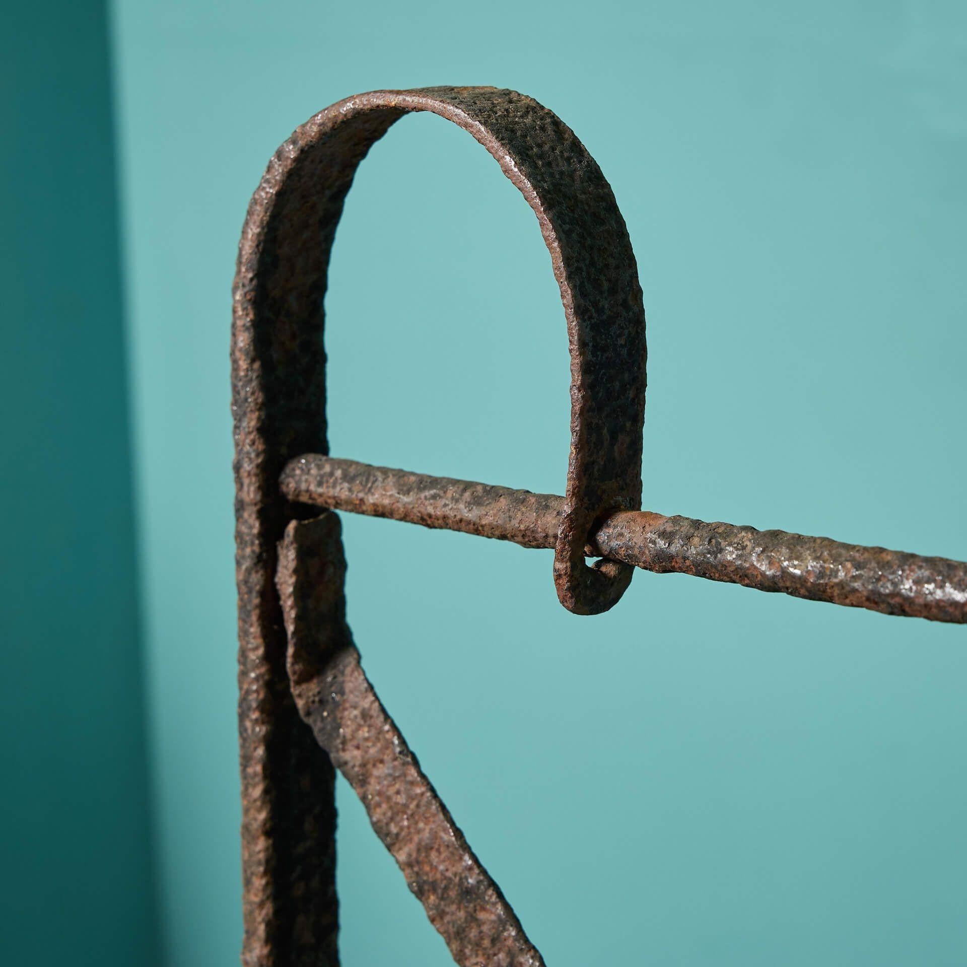 Large Georgian Wrought Iron Strapwork Garden Gate In Fair Condition For Sale In Wormelow, Herefordshire