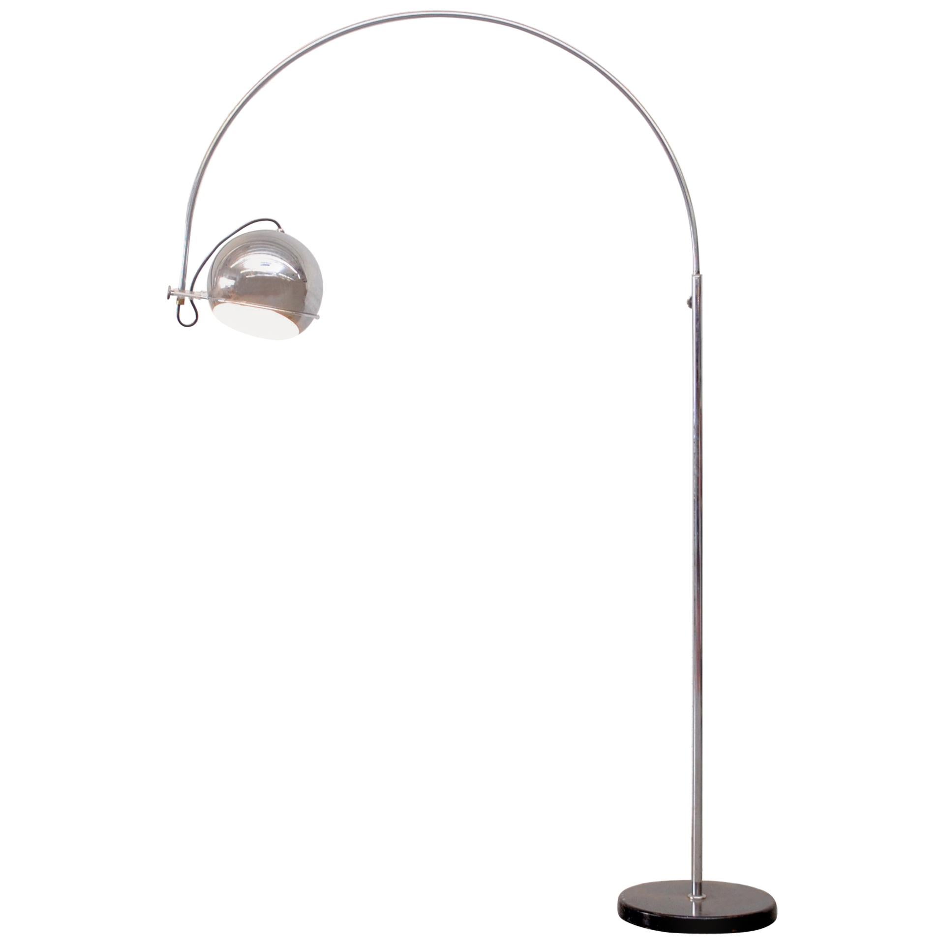 Large Gepo Standing Chrome Arc Lamp