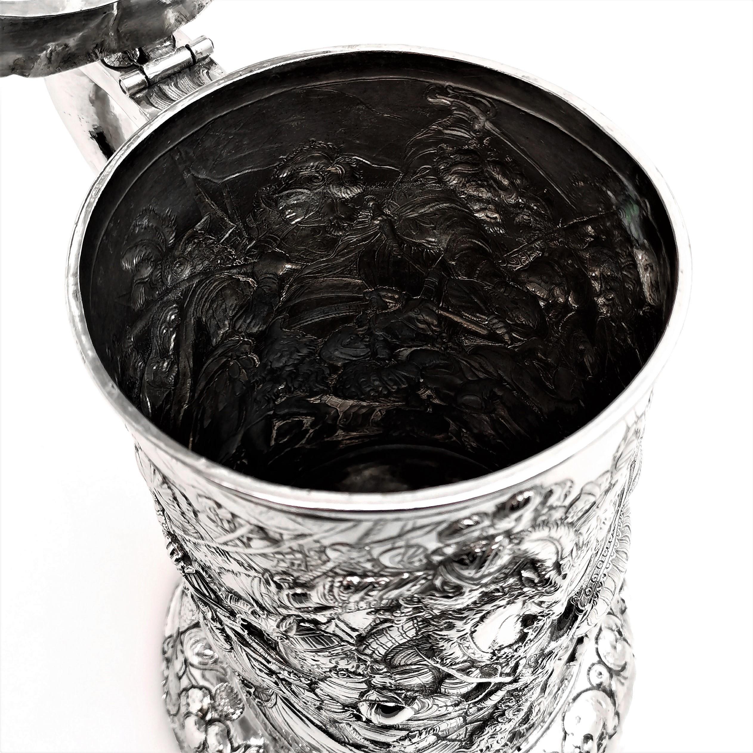 Large German Antique Silver Tankard / Stein / Flagon, circa 1870 5