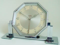 Large German Art Deco Chrome Hexagonal Tilting Alarm Clock
