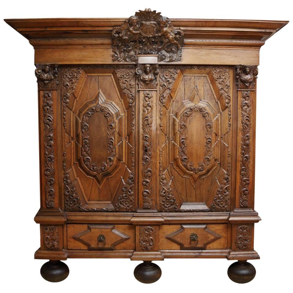 Large German Baroque Wardrobe, circa 1730 For Sale