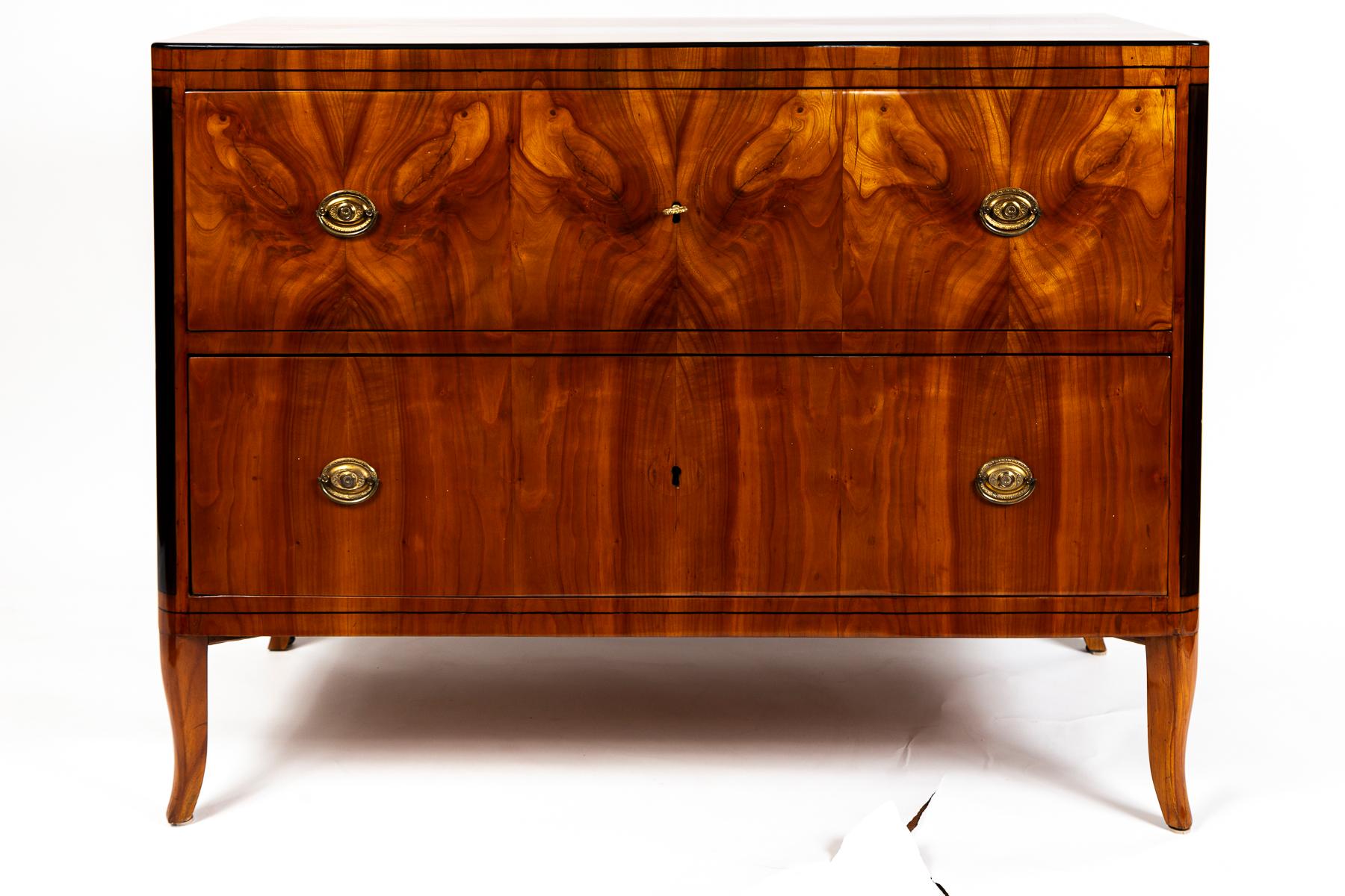 Large German Biedermeier Fruitwood Chest Of Drawers In Good Condition For Sale In Westport, CT