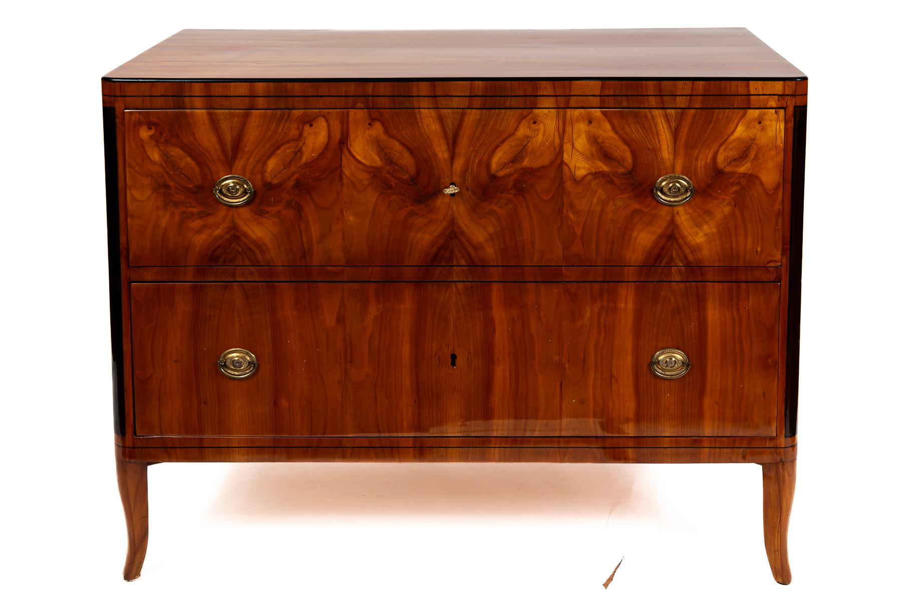 19th Century Large German Biedermeier Fruitwood Chest Of Drawers For Sale
