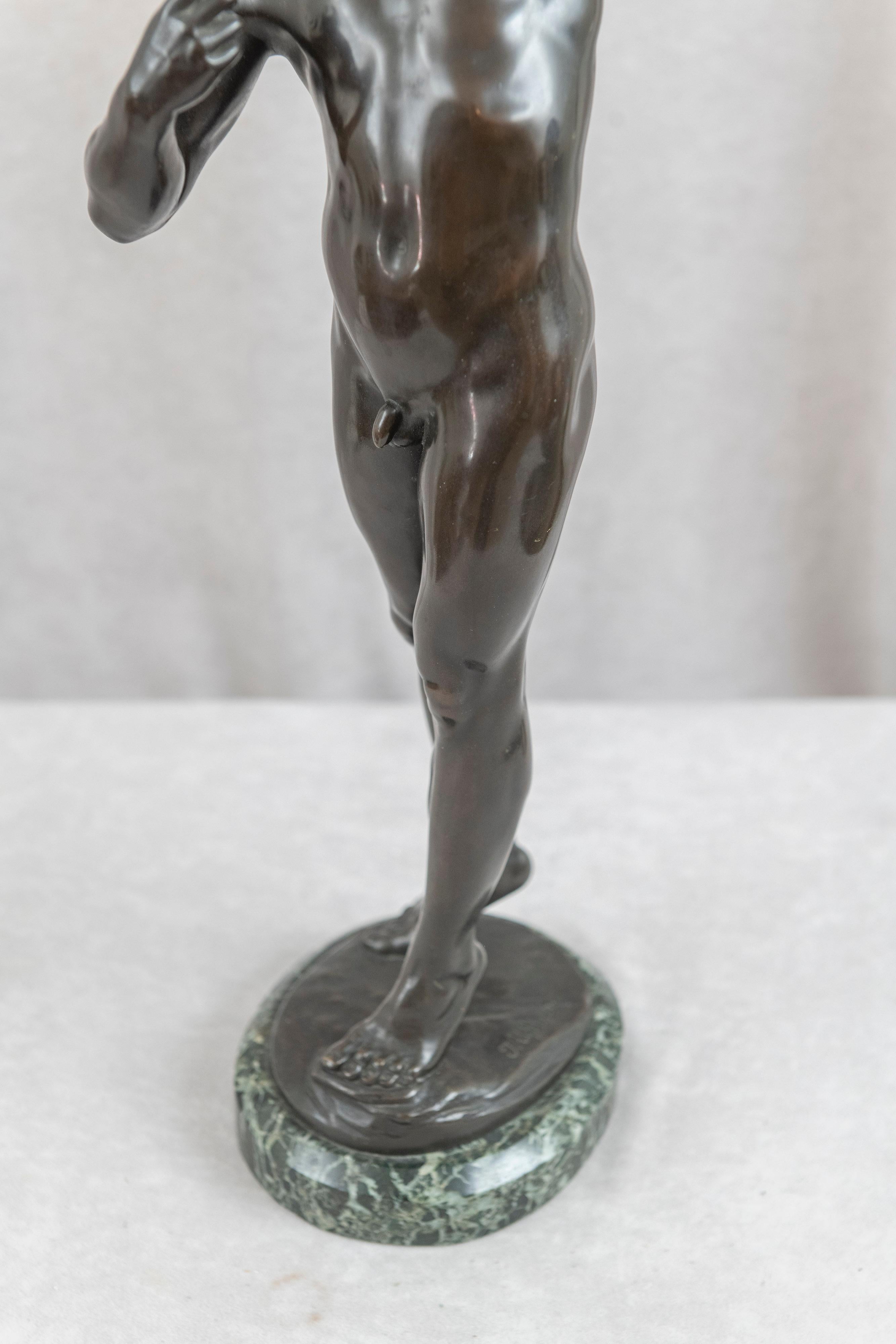 Large German Bronze, Male Nude Archer, J. Uphues 1850-1911, Gladenbeck Foundry 3