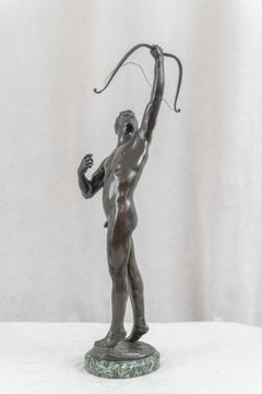Grand bronze allemand, archer nu masculin, J. Uphues 1850-1911, fonderie Gladenbeck