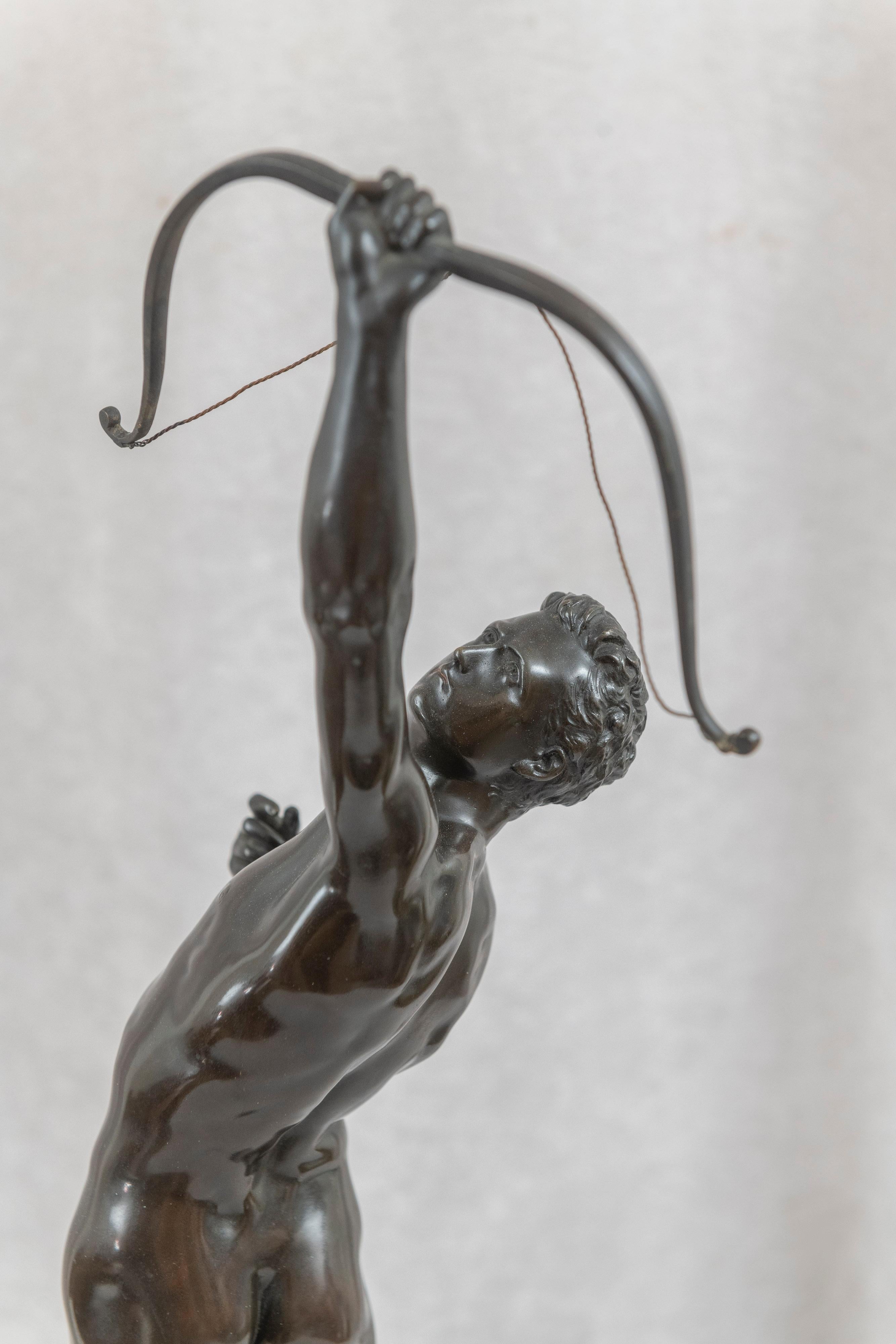 19th Century Large German Bronze, Male Nude Archer, J. Uphues 1850-1911, Gladenbeck Foundry