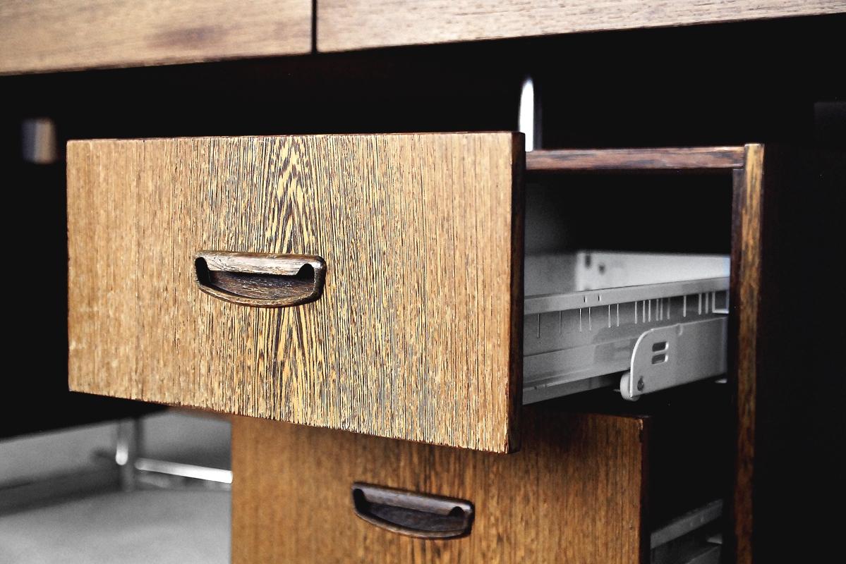 Large German Brutalist Wenge Desk by HR, 1960s 6