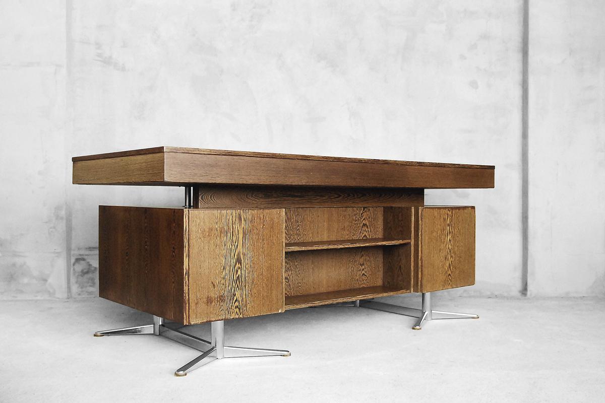 Large German Brutalist Wenge Desk by HR, 1960s 2