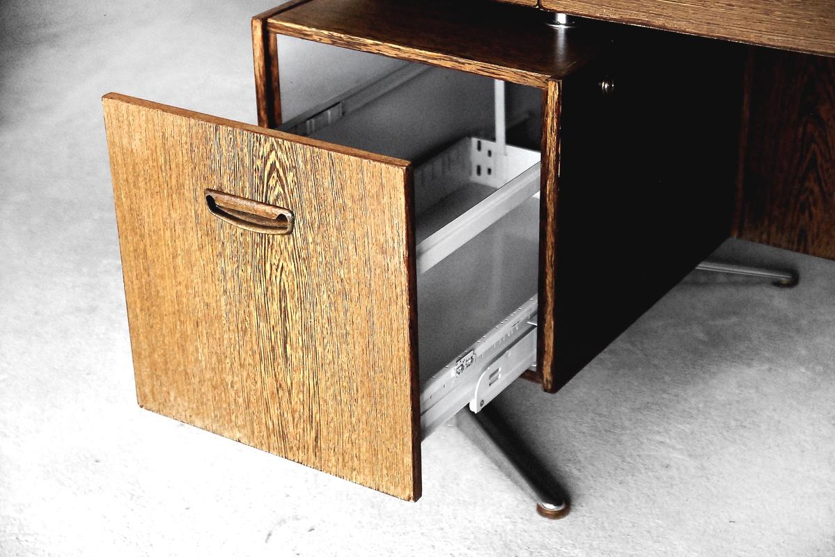 Large German Brutalist Wenge Desk by HR, 1960s 5