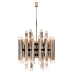 Large German Chandelier in Polished Steel