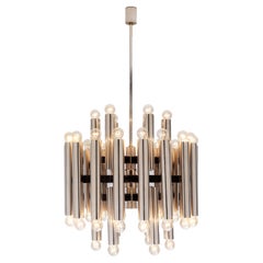 Large German Chandelier in Polished Steel 