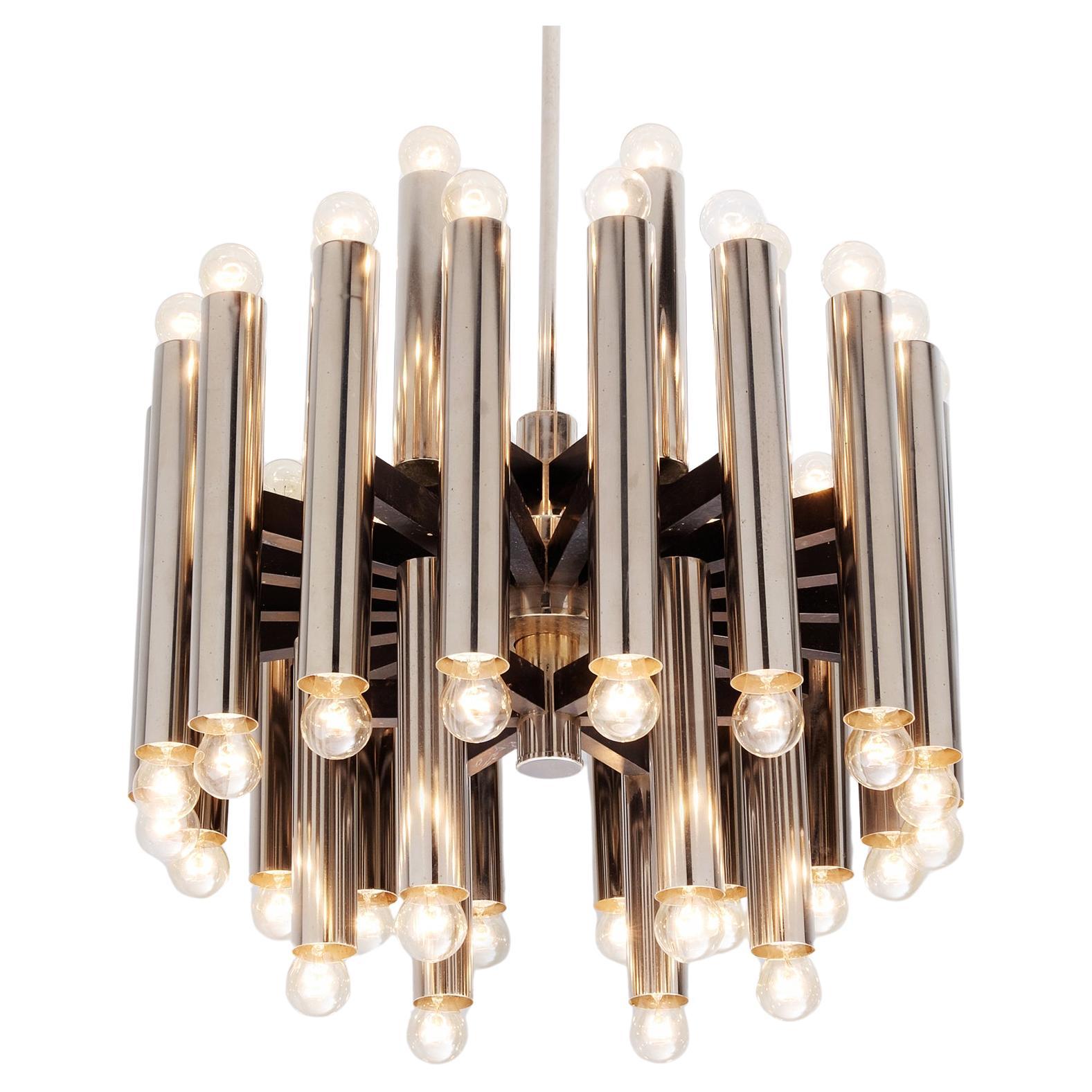 Large German Chandelier in Chrome-Plated Steel  For Sale