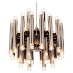 Large German Chandelier in Chrome-Plated Steel 