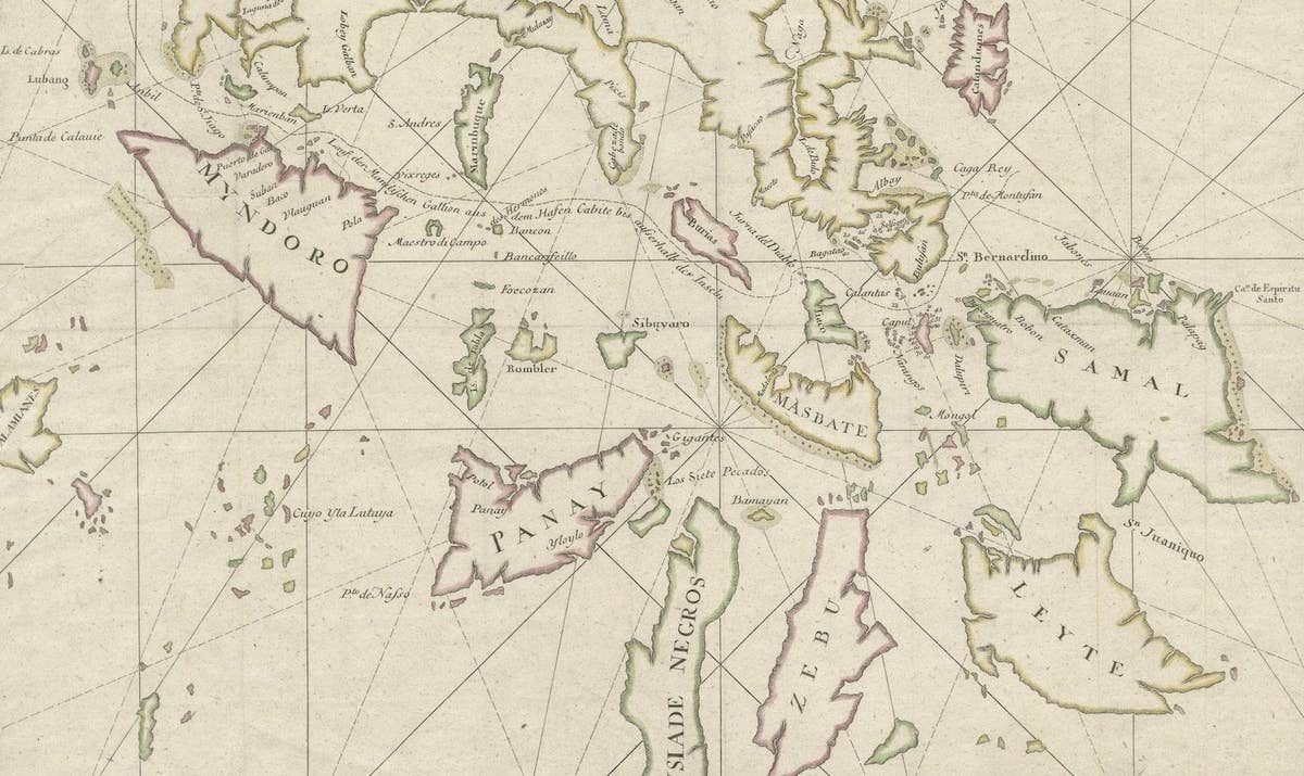 Large German Chart of the Philippines with Hand-Colored Borders, 1763