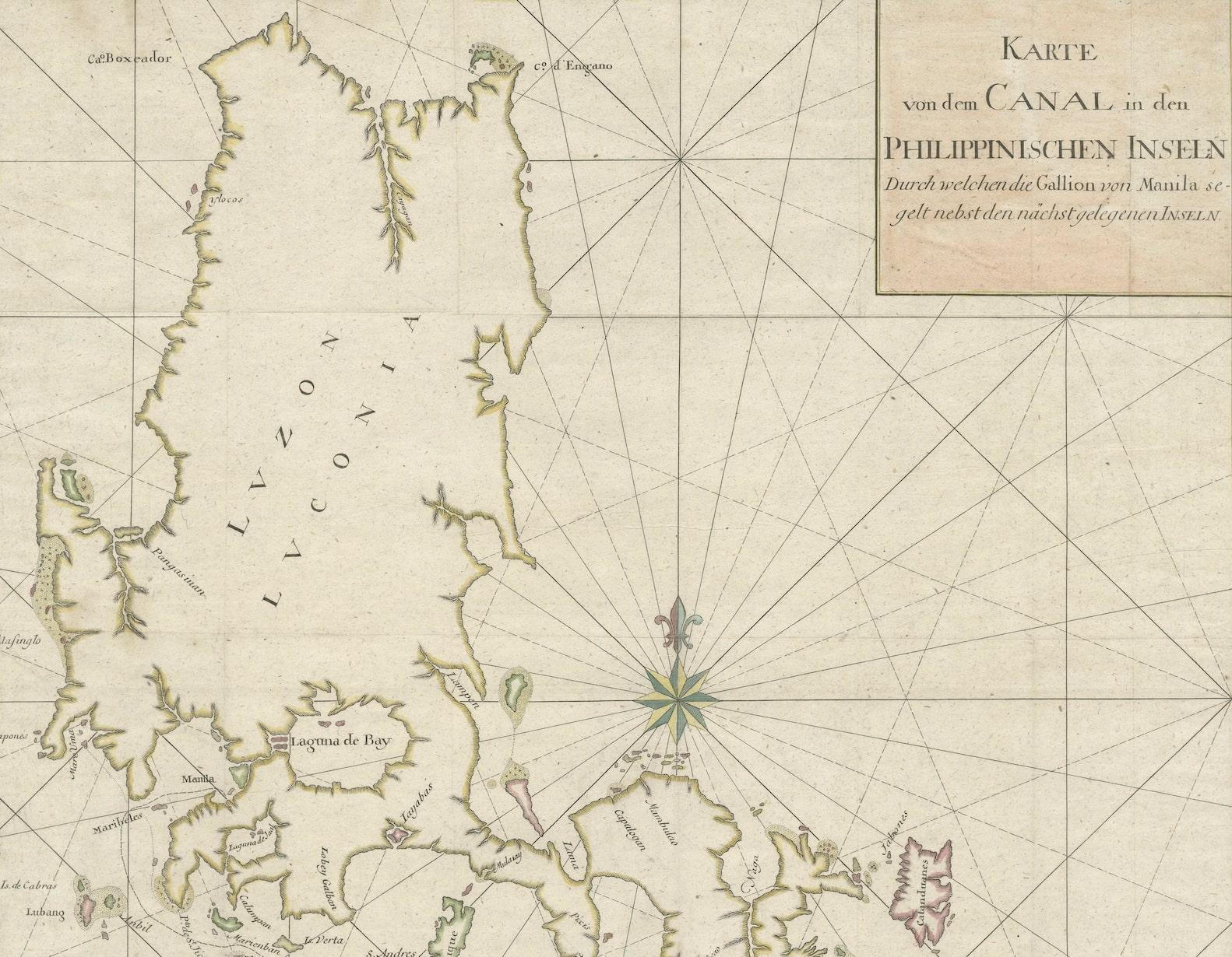 Large German Chart of the Islands of the Philippines with Hand-Colored Borders In Fair Condition For Sale In Langweer, NL