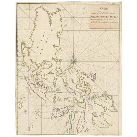 Large German Chart of the Philippines with Hand-Colored Borders, 1763