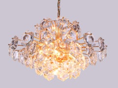 Kinkeldey Five-Tier 23" Lens Chandelier Crystal & Gilt- Brass, Germany 1960s